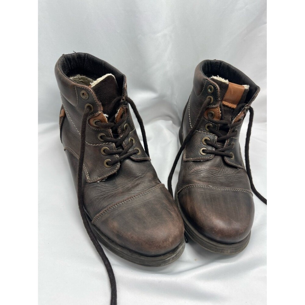 Brown Leather J. Koda Hugh Lace Up Men's Boots - Picture 1 of 10